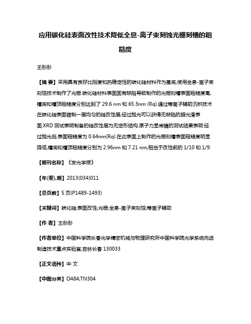 应用碳化硅表面改性技术降低全息-离子束刻蚀光栅刻槽的粗糙度