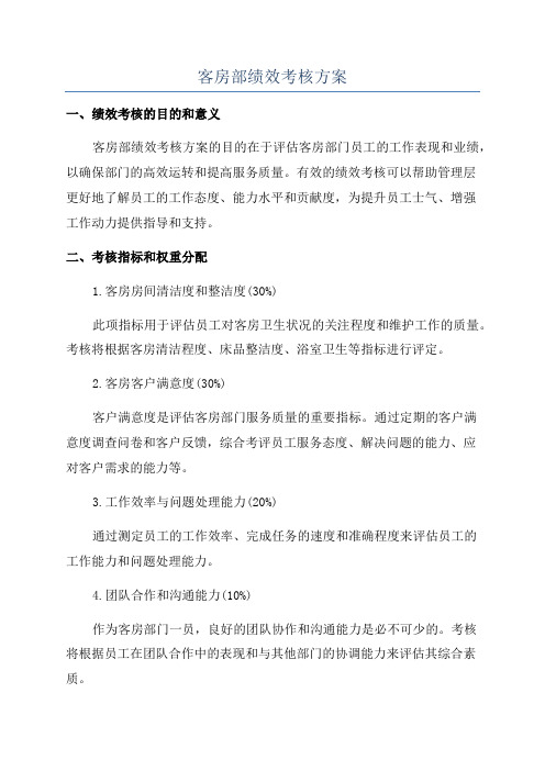 客房部绩效考核方案