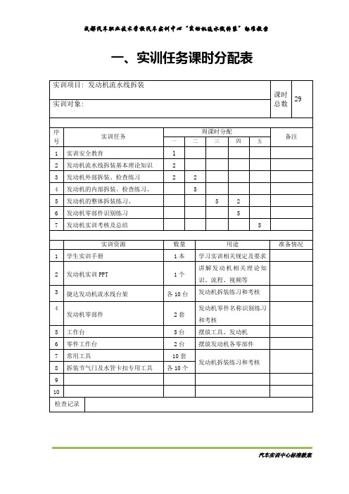 《发动机流水线拆装》专周实训教案(模版)1