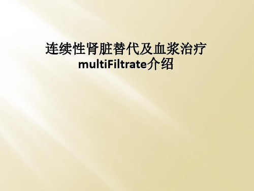 连续性肾脏替代及血浆治疗multiFiltrate介绍