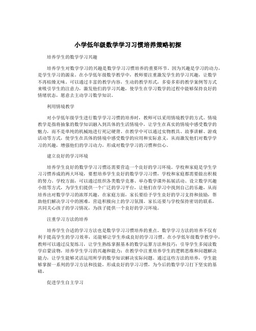 小学低年级数学学习习惯培养策略初探