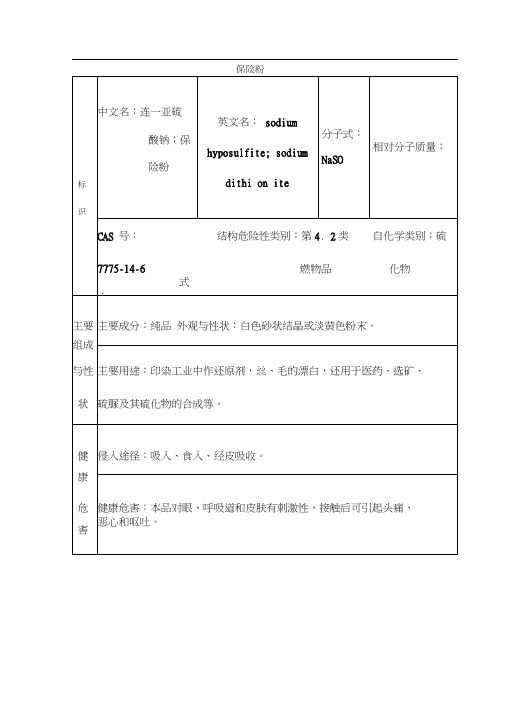 保险粉(连二亚硫酸钠)--msds