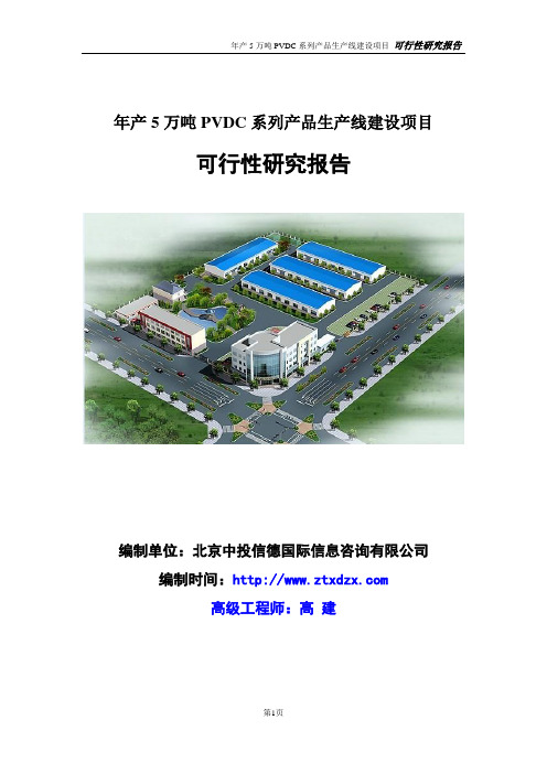 年产5万吨PVDC系列产品生产线建设项目可行性研究报告