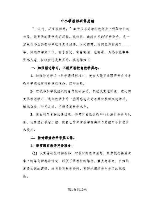 中小学教师研修总结（2篇）