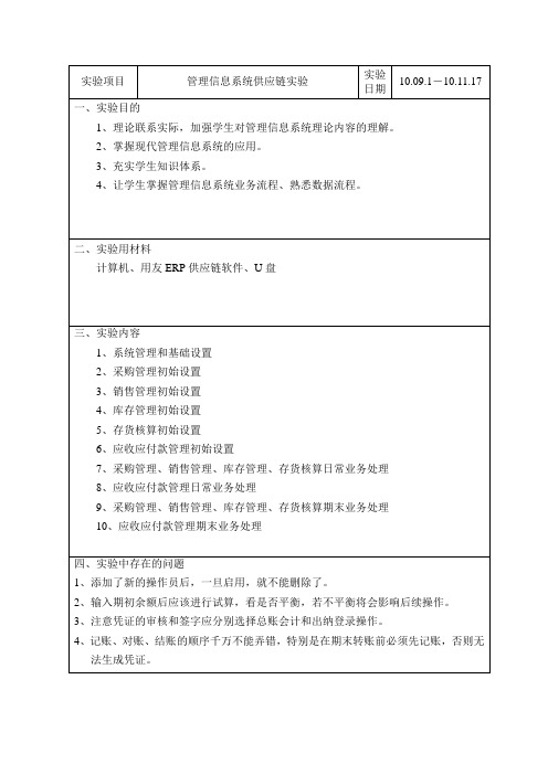 管理信息系统实验报告  实习心得