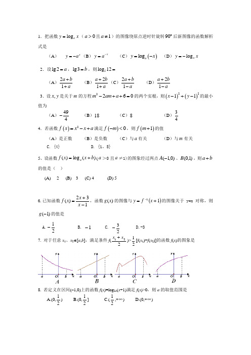 (完整版)(完整版)高一函数经典图像题