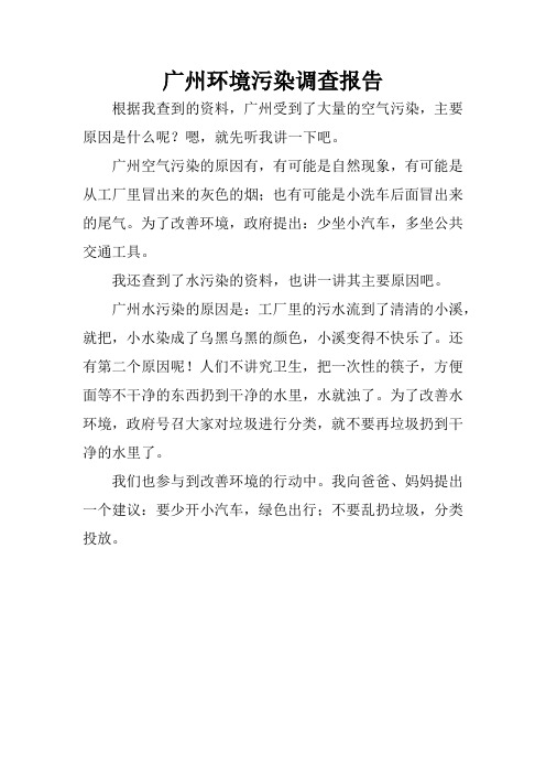 广州环境污染调查报告