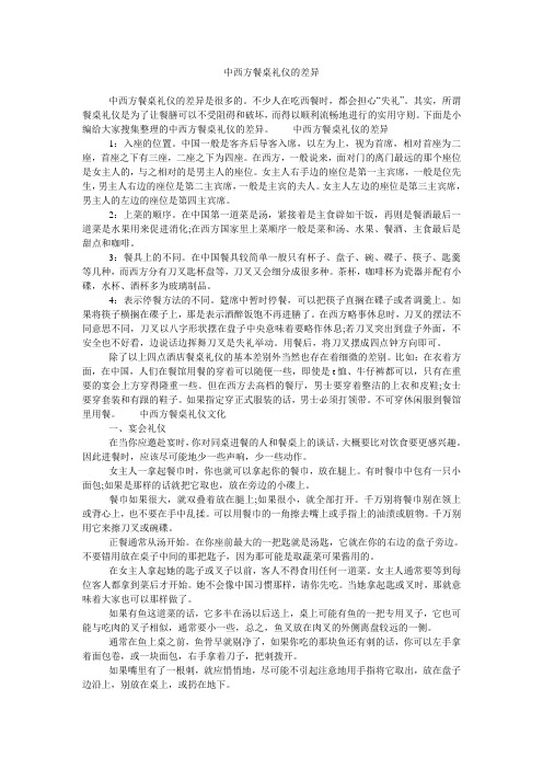 中西方餐桌礼仪的差异