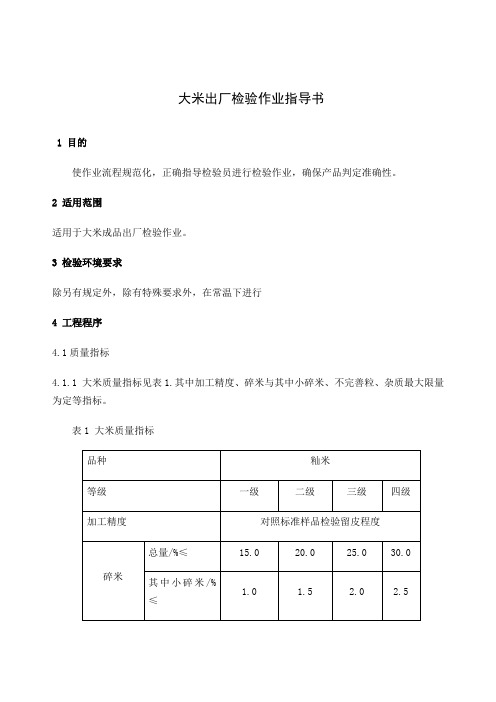 大米出厂检验作业指导书