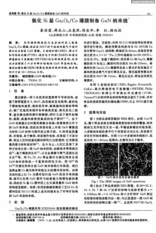 氨化Si基Ga2O3／Co薄膜制备GaN纳米线