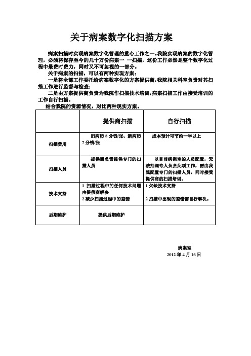 关于病案数字化扫描方案