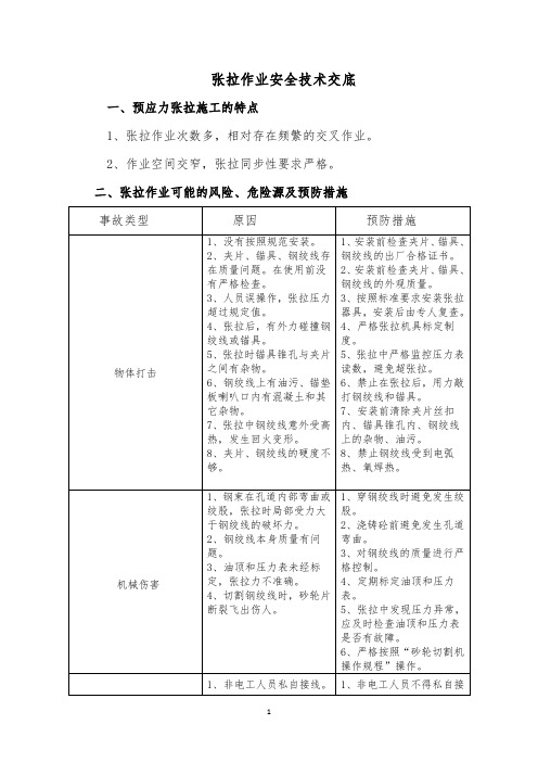 张拉作业安全技术交底