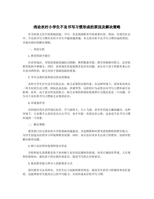 浅论农村小学生不良书写习惯形成的原因及解决策略