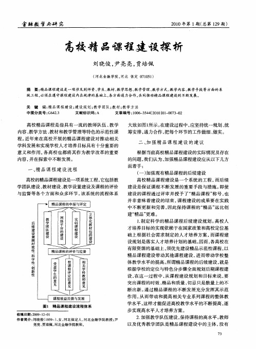 高校精品课程建设探析