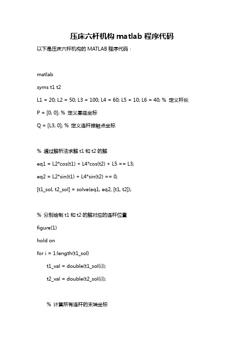 压床六杆机构matlab程序代码