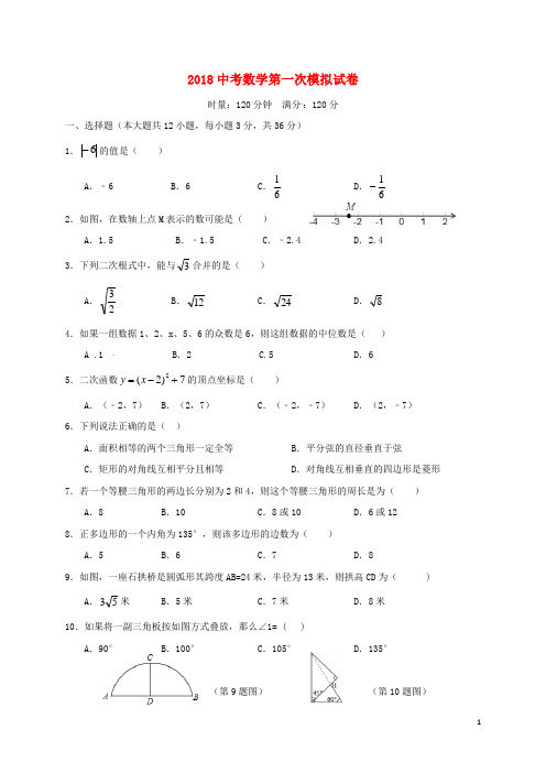 湖南省长沙市麓山国际实验学校2018届九年级数学第一次模拟考试试题