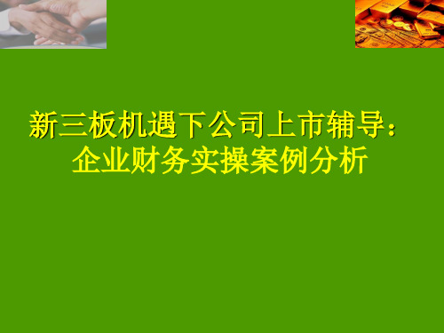 全国中小企业股份转让系统NEEQ-新三板机遇下公司上市辅导：企业财务实操案例分析