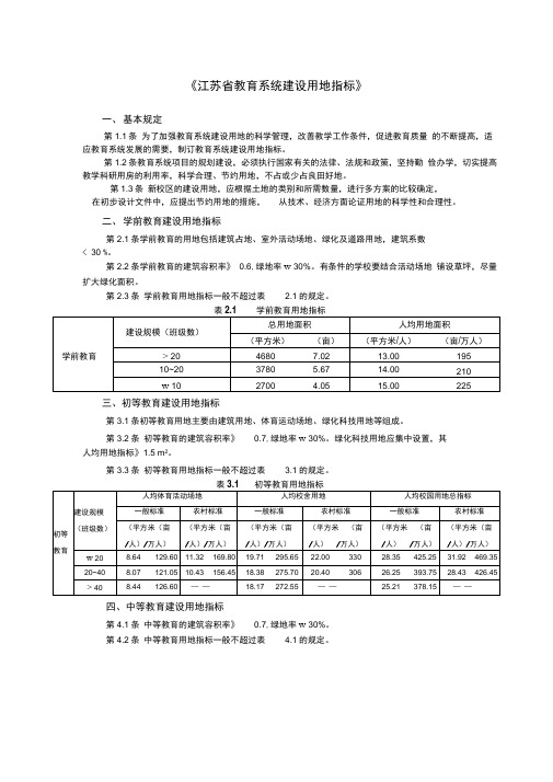 教育系统建设用地指标