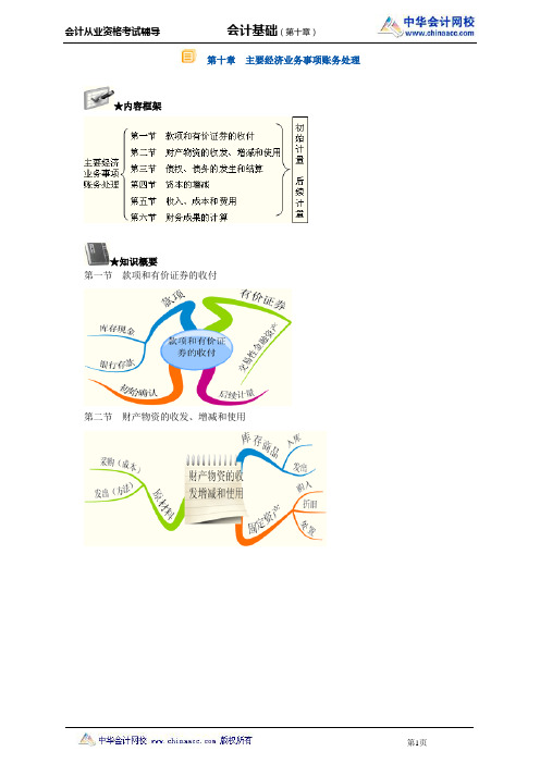 中华会计网校2013年贵州会计从业考试《会计基础》习题班讲义第十章