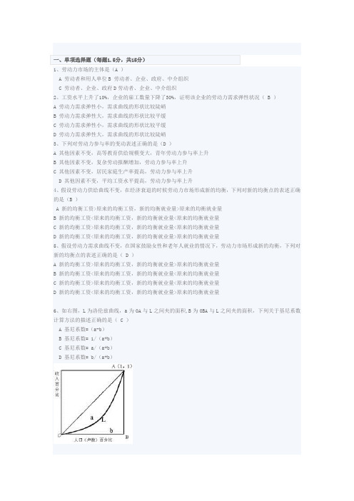 劳动经济学期末考试