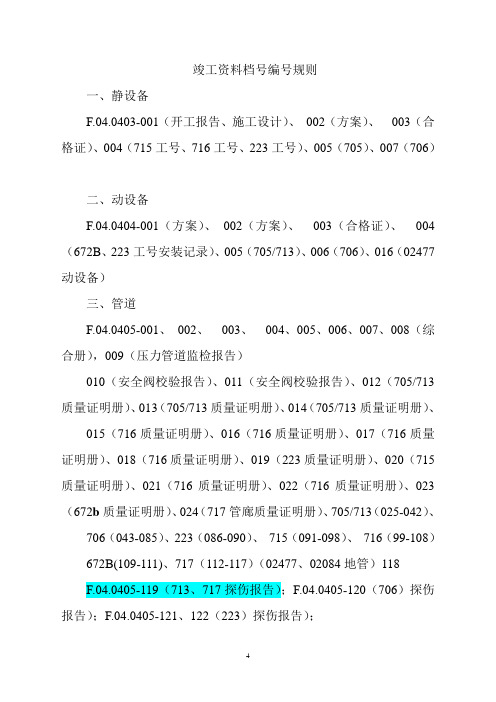 竣工资料编号规则示例(档案号)SH3503-2017