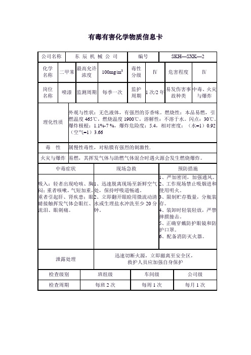 有毒有害化学物质信息卡20090508