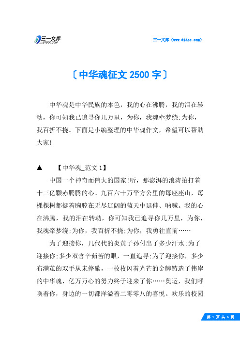 中华魂征文2500字_1