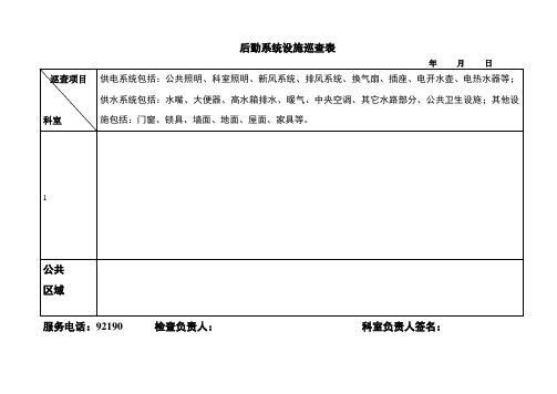 医院设施检查表