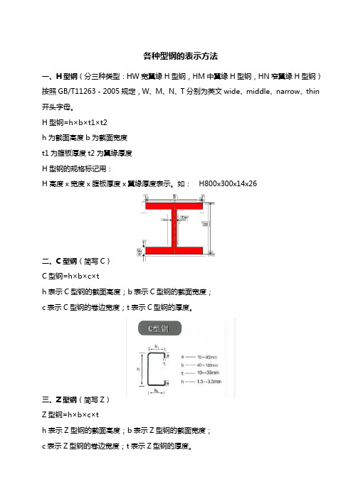 各种型钢的表示方法