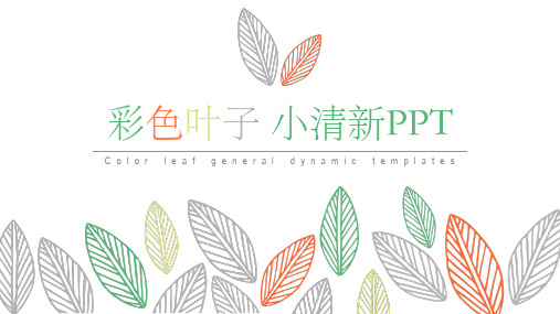 彩色简洁清新叶子图案PPT模板