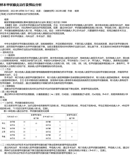 桥本甲状腺炎治疗及预后分析