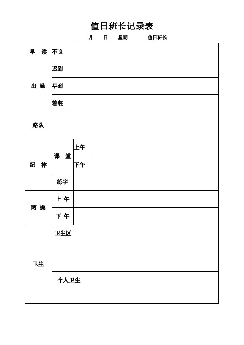 值日班长记录表