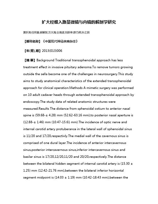 扩大经蝶入路显微镜与内镜的解剖学研究