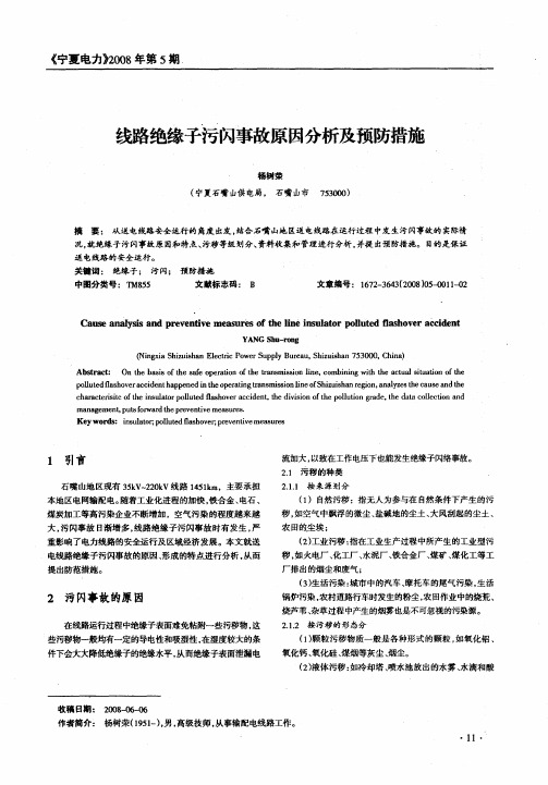 线路绝缘子污闪事故原因分析及预防措施