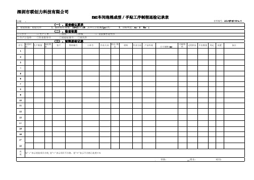 各工序制程巡检记录表