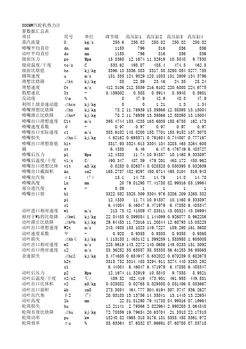 汽轮机详细计算