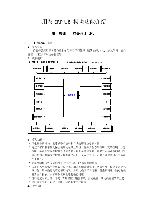 用友ERP-U8模块功能介绍