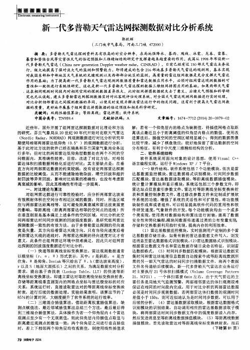 新一代多普勒天气雷达网探测数据对比分析系统