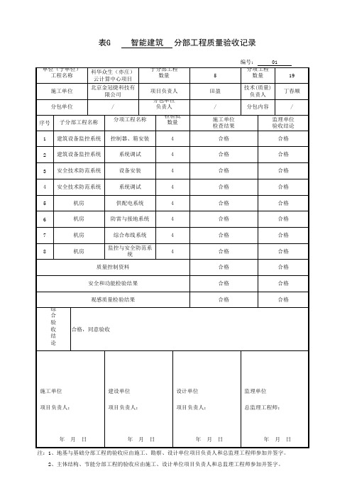 智能建筑 验收表格