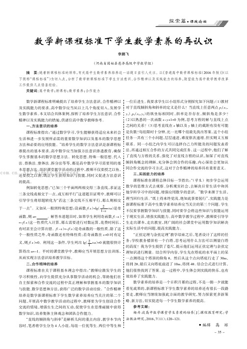 数学新课程标准下学生数学素养的再认识