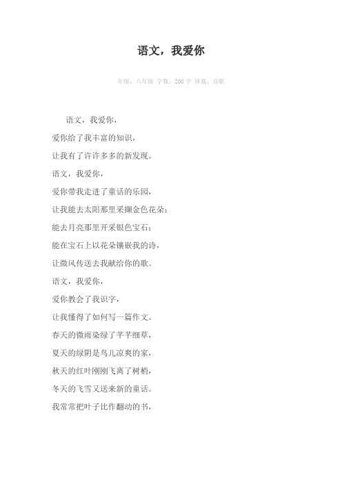 语文，我爱你200字作文