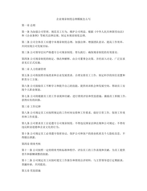 企业规章制度总纲模板怎么写