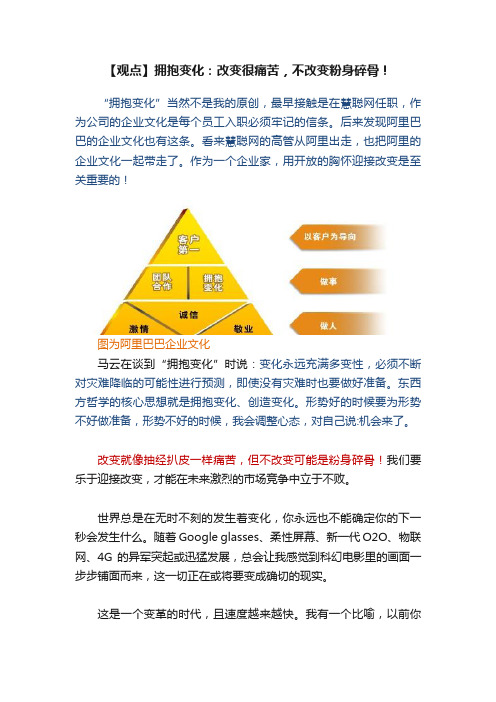 【观点】拥抱变化：改变很痛苦，不改变粉身碎骨！