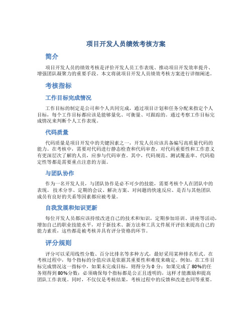 项目开发人员绩效考核方案