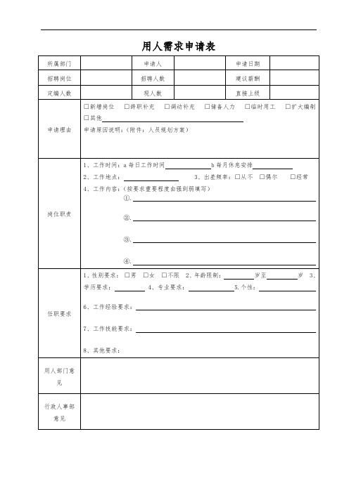 用人需求申请表