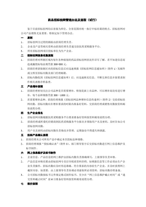 药品招标挂网管理办法及流程(2011.3)