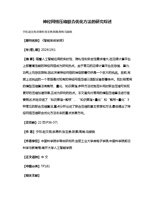 神经网络压缩联合优化方法的研究综述