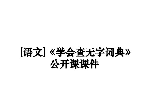 最新[语文]《学会查无字词典》公开课课件PPT课件