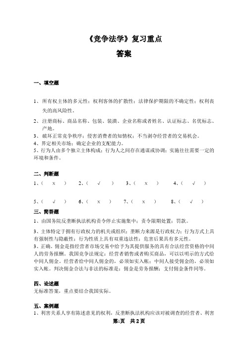 《竞争法学》复习重点答案