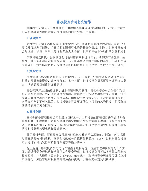 影视投资公司怎么运作